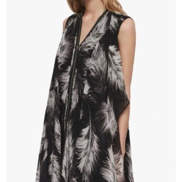 All Saints Jayda Feather Zip Front Dress Black Women’s Size XS $628 - Picture 3 of 7